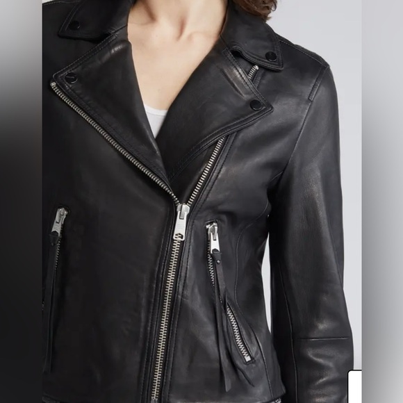 All Saints Dalby Leather Biker Jacket - Picture 7 of 9